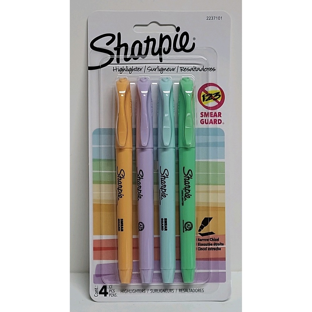 Sharpie Accent Pocket 1 Count (Pack of 4), Assorted Mild Pastel Narrow Chisel
